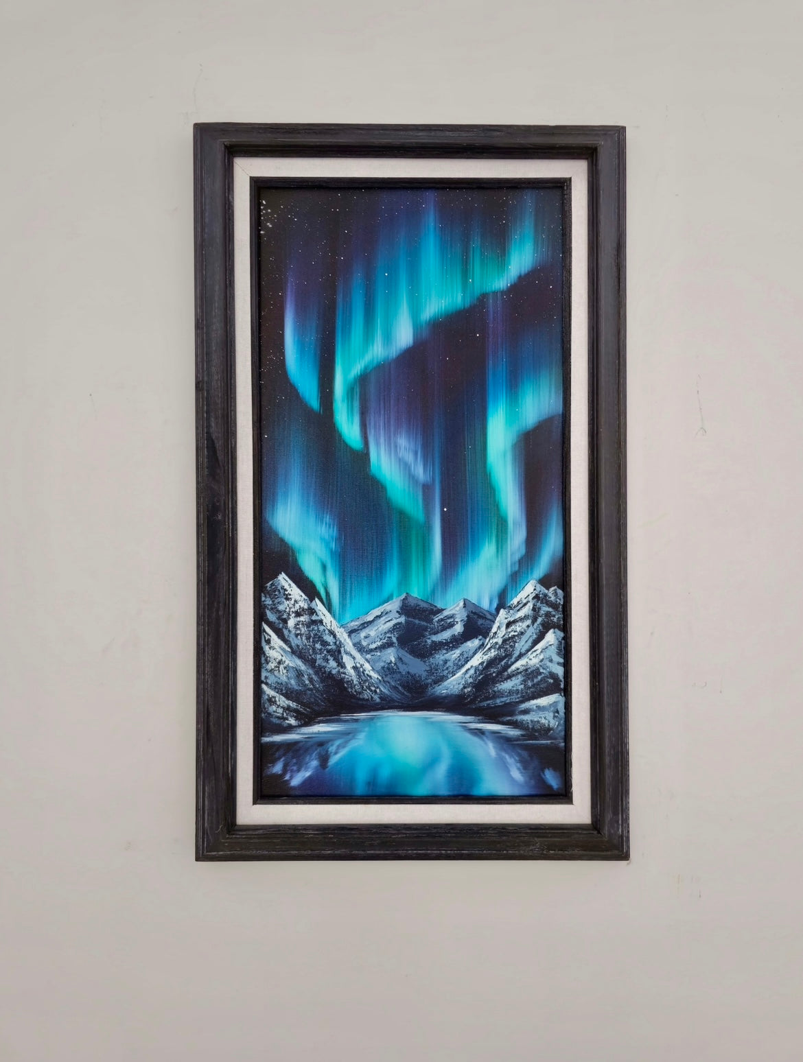 12x24 Original Canvas Painting: Aurora Glacier