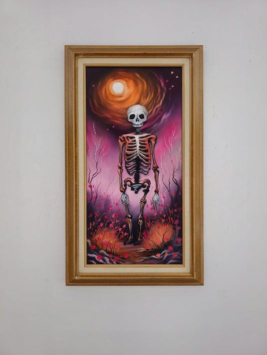12x24 Original Canvas Painting: Blossoming Bones