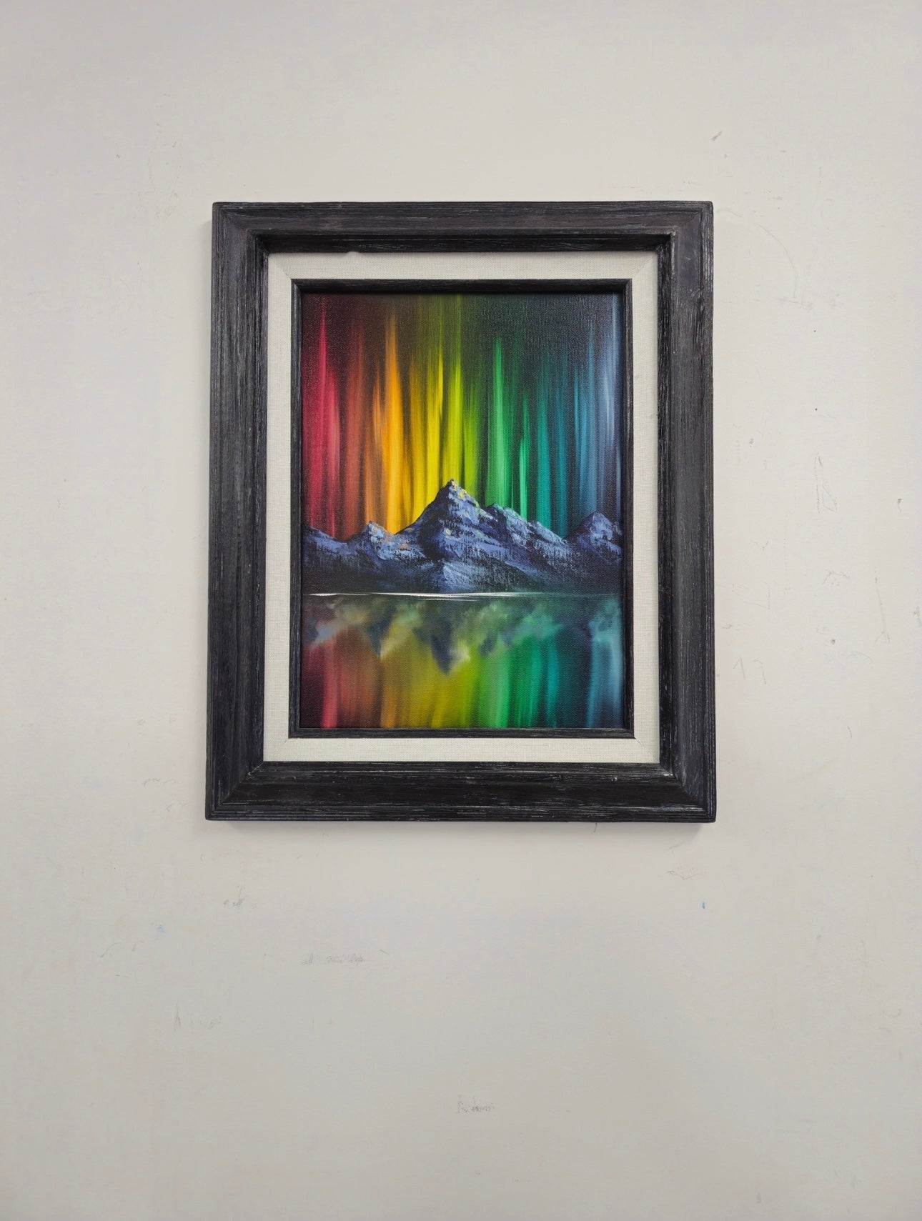 9x12 Original Canvas Painting: Rainbow Lights