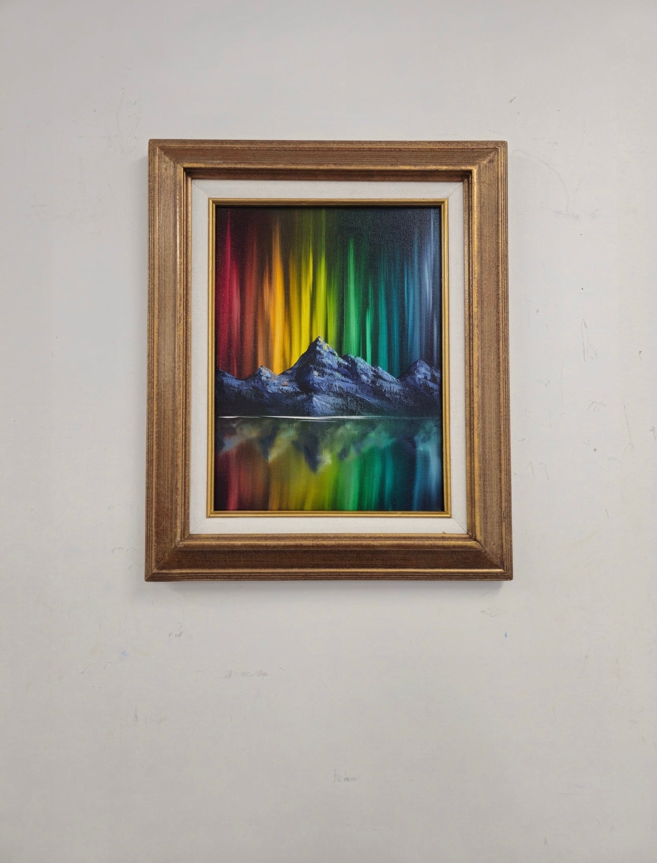 9x12 Original Canvas Painting: Rainbow Lights