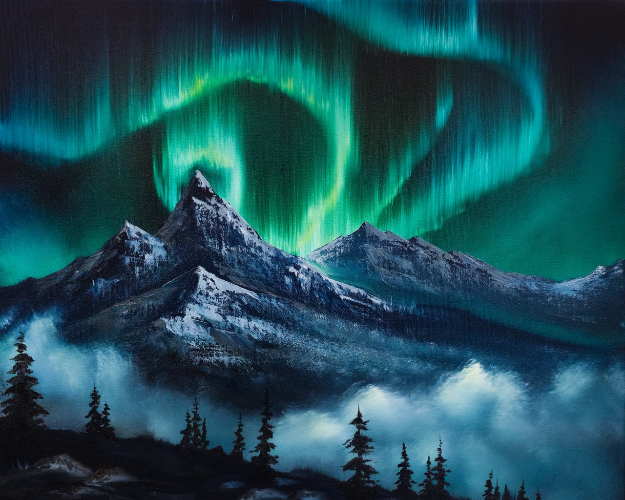 16x20 Original Canvas Painting: Midnight Aurora