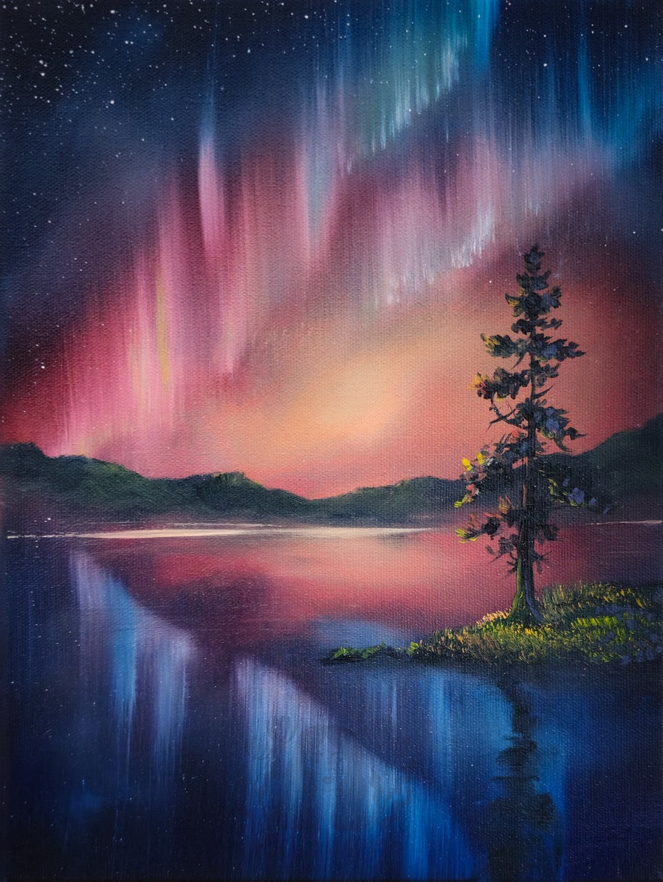 9x12 Original Canvas Painting: Midnight in Solitude