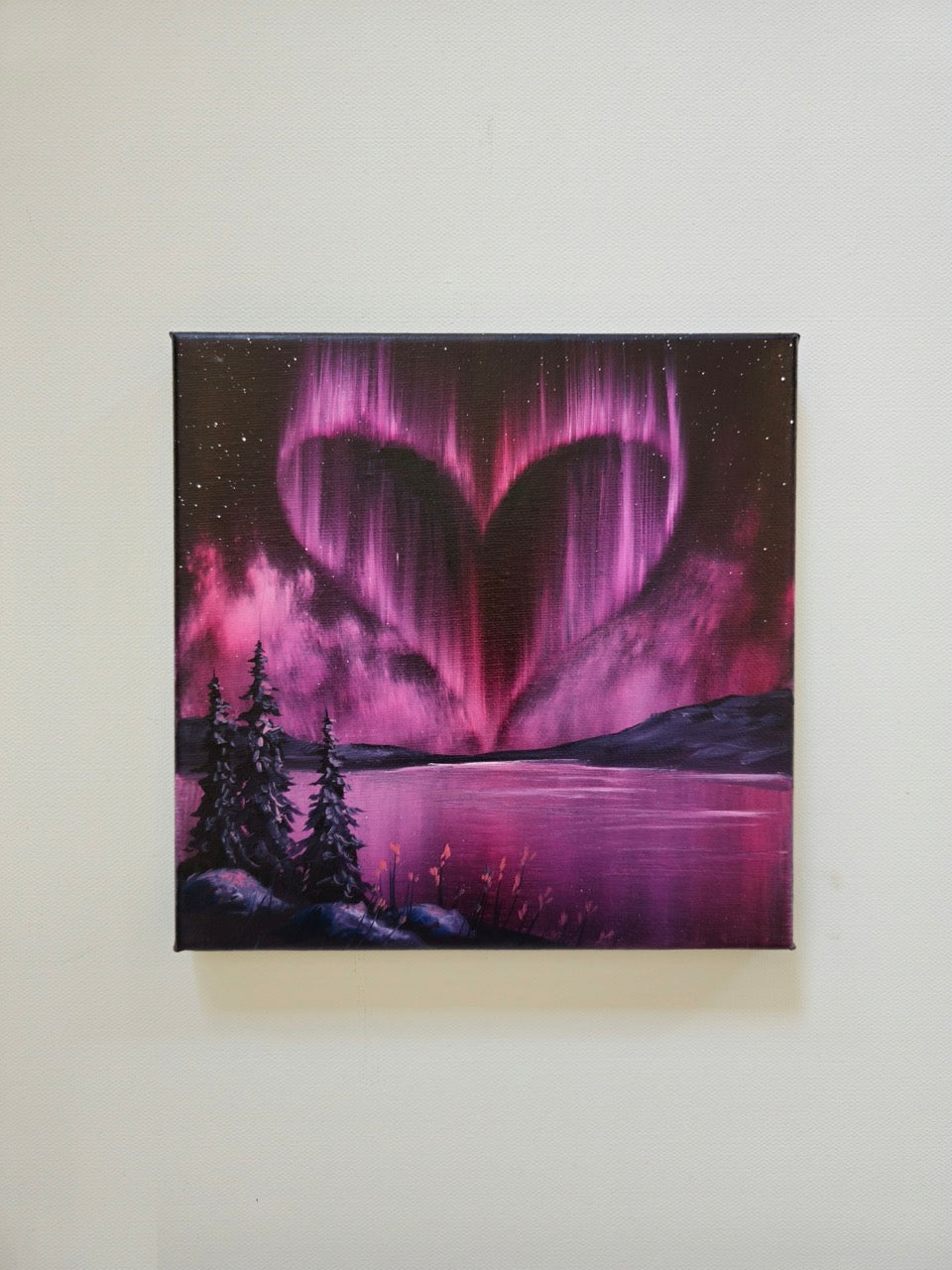 8x8" Original Canvas Painting: Mini Aurora Amore