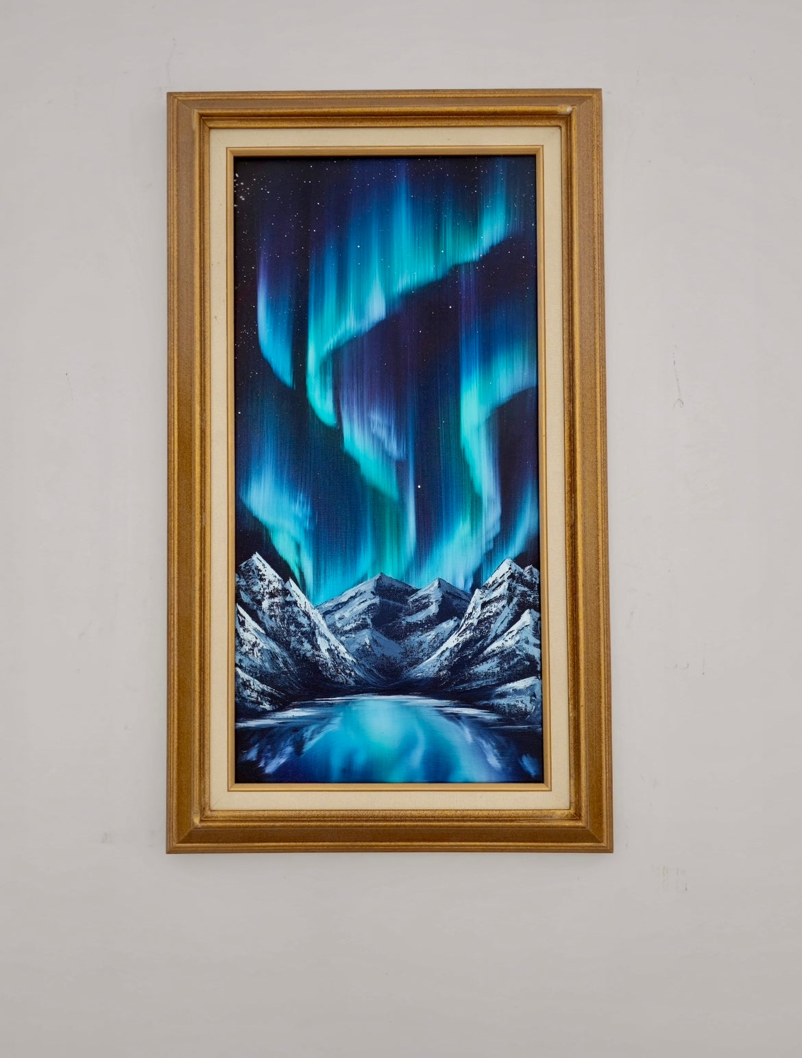 12x24 Original Canvas Painting: Aurora Glacier