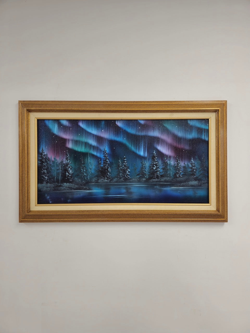 12x24 Original Canvas Painting: Aurora Reflections