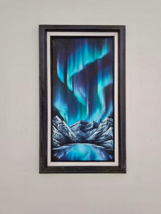 12x24 Original Canvas Painting: Aurora Glacier