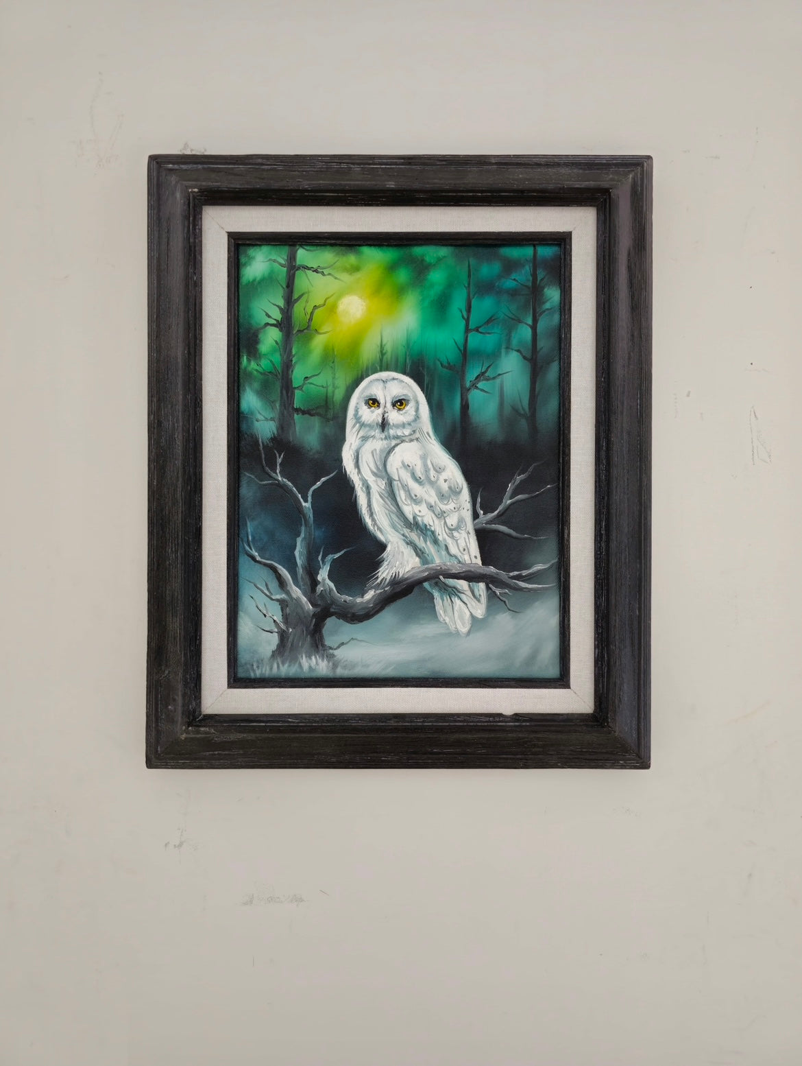 9x12 Original Canvas Painting: Ominous Owl