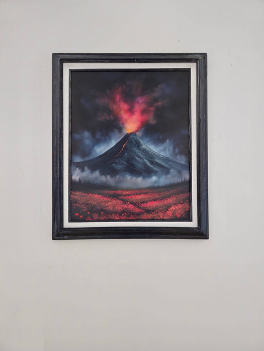 16x20 Original Canvas Painting: Volcanic Bloom