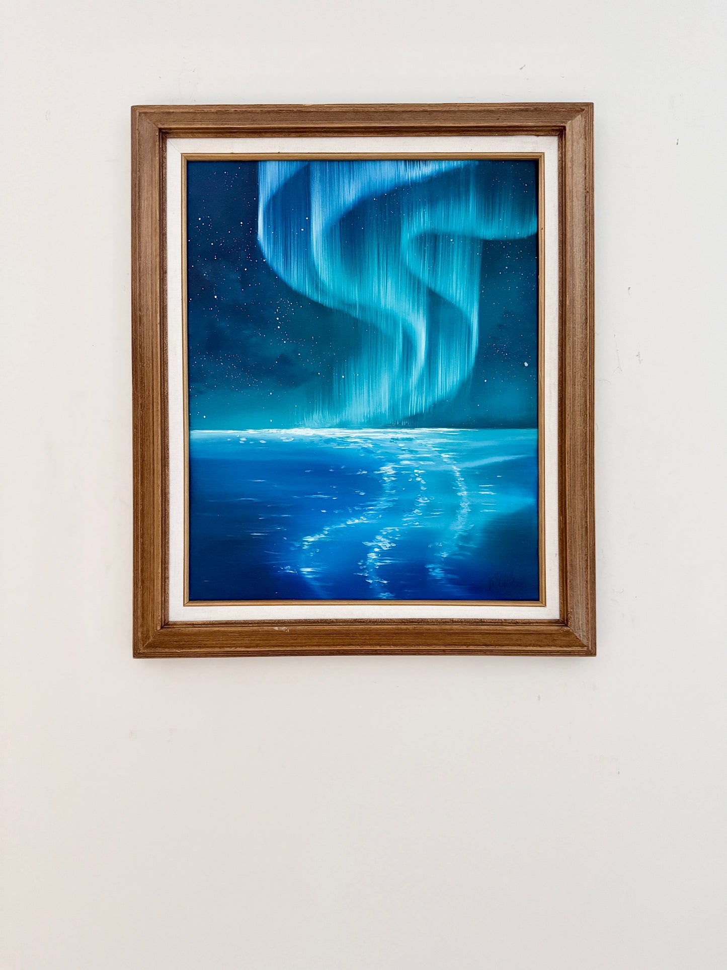 16x20 Original Canvas Painting: Ocean Aurora