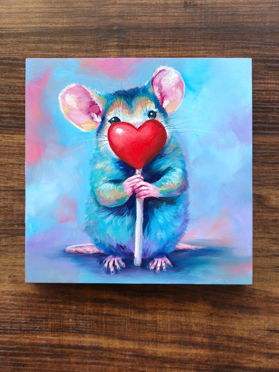 8x8 Original Wood Panel Painting: Lolli-Love