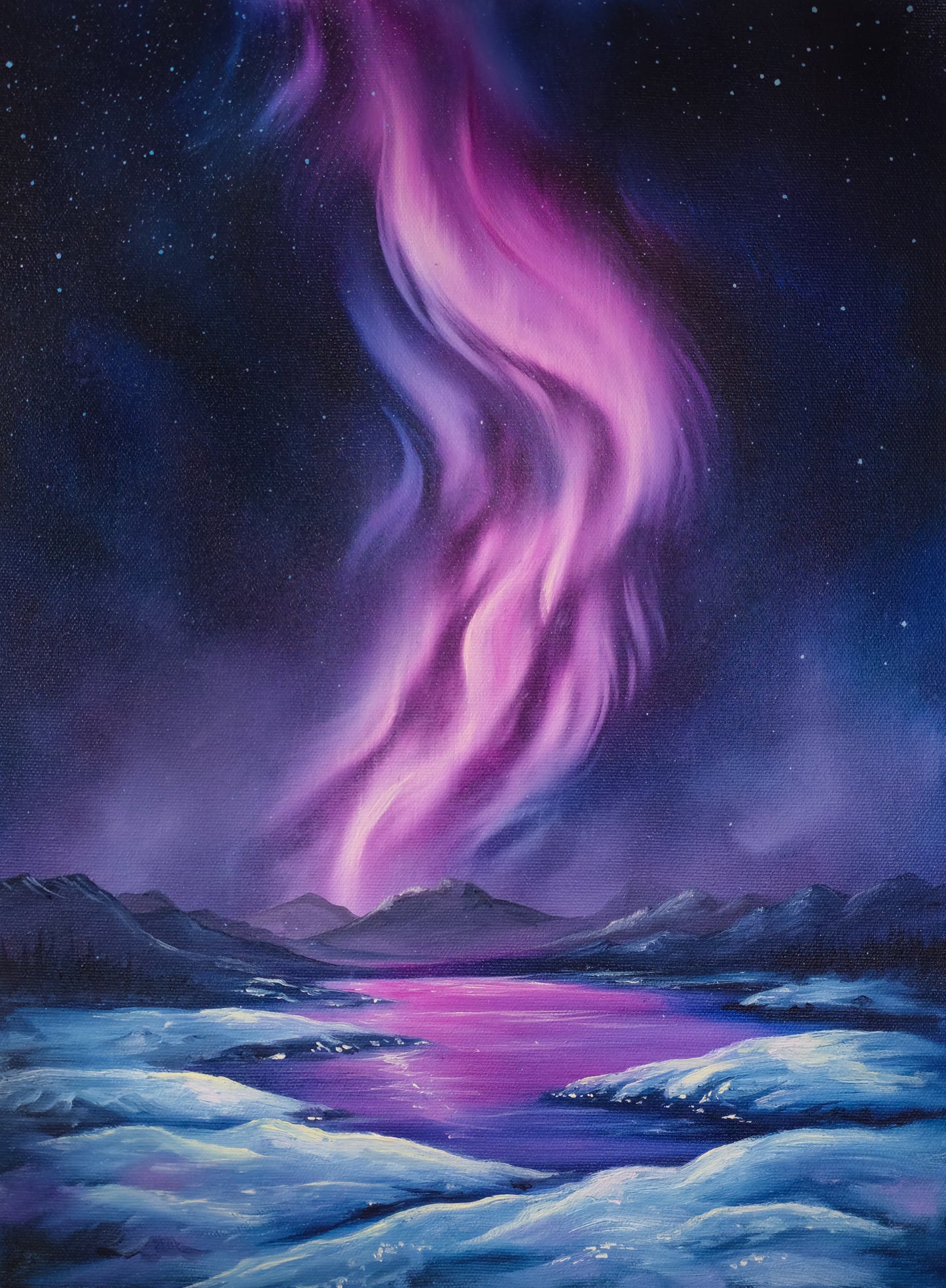 12x16 Original Canvas Painting: Amethyst Aurora